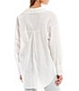 Color:Off White - Image 2 - Long Sleeve Button Front Poplin Blouse