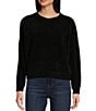 Double Zero Long Sleeve Vibe Check Shiny Chenille Sweater, Color:Black - Image 1