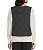 Double Zero Quilted Tie Front Patch Pocket Vest, Color:Black - Image 2
