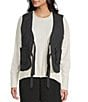 Double Zero Quilted Tie Front Patch Pocket Vest, Color:Black - Image 3