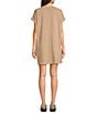 Double Zero Round Neck Cuffed Short Sleeve Pocket T-Shirt Mini Dress, Color:Dark Taupe - Image 2