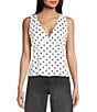 Double Zero Satin Polka Dot V-Neck Top - Image 3
