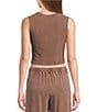 Double Zero Sleeveless Coordinating Crop Seamed Top - Image 2