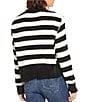 Double Zero Striped Long Sleeve Sweater, Color:Black/Whip Cream - Image 2