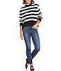 Double Zero Striped Long Sleeve Sweater, Color:Black/Whip Cream - Image 3