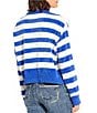 Double Zero Striped Long Sleeve Sweater, Color:Cobalt/Whip Cream - Image 2