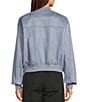 Double Zero Suede Collared Full Zip Bomber Jacket, Color:Slate Blue - Image 2