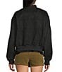 Double Zero Suede Collared Full Zip Bomber Jacket, Color:Black - Image 2
