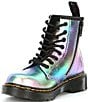 Color:Rainbow Multi - Image 4 - Girls' 1460 Crinkle Metallic Leather Combat Boots (Youth)