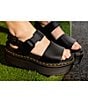 Color:Black - Image 6 - Women's Voss Quad Buckle Detail Platform Dad Sandals