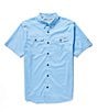Color:Marina Blue - Image 1 - Frat Gingham Check Performance Stretch Short Sleeve Woven Shirt