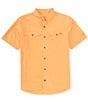 Color:Autumn Glory Orange - Image 1 - Frat Short Sleeve Gingham-Checked Woven Shirt