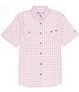 Color:Pink Yarrow - Image 1 - Frat Tattersall Performance Stretch Short Sleeve Woven Shirt
