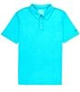 Color:Ceramic Teal Heather - Image 1 - Heather Performance Stretch Short-Sleeve Polo Shirt