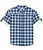 Color:Night Sky Navy - Image 1 - Performance Stretch Cinco Ranch Western Plaid Woven Shirt