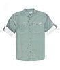 Color:Pine Needle - Image 1 - Performance Stretch Frat Gingham Check Long Sleeve Woven Shirt