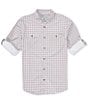 Color:Windsor Wine - Image 1 - Performance Stretch Frat Tattersall Check Long Sleeve Woven Shirt