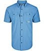 Color:Marina Blue - Image 1 - Short Sleeve Wing-shooter Trey Woven Shirt