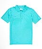 Color:Teal Beach Glass - Image 1 - Striped Short Sleeve Performance Stretch Polo Shirt