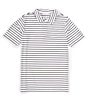 Color:Bright White - Image 1 - Striped Short Sleeve Performance Stretch Polo Shirt