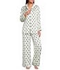 Dreamy Days Polka Dot Print Satin Notch Collar Long Sleeve Wide Leg Oversized Pajama Set - Image 1