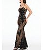 Color:Black/Nude - Image 3 - 3D Rose Embellished Sequin Sweetheart Neck Sleeveless Mermaid Gown