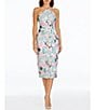 Color:Sky Multi - Image 1 - Aidan Sequin Floral Halter Neck Sleeveless Midi Dress
