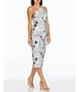 Color:Sky Multi - Image 3 - Aidan Sequin Floral Halter Neck Sleeveless Midi Dress