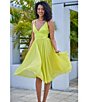 Color:Lemongrass - Image 4 - Alicia Chiffon V-Neck Sleeveless Lace Hem Midi Dress