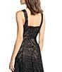 Color:Black - Image 5 - Anabel Sequin Embroidered Floral Sweetheart Neck Sheer Sleeveless A-Line Gown