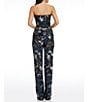 Color:Navy Multi - Image 2 - Andy Sequin Strapless Wide Leg Jumpsuit