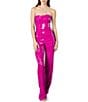 Color:Hot Pink - Image 1 - Andy Sequin Wide Leg Strapless Jumpsuit