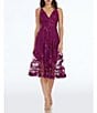 Color:Dark Magenta - Image 1 - Audrey Floral Plunging V-Neck Sleeveless A-Line Midi Dress
