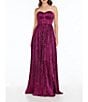 Color:Fuchsia - Image 1 - Audrina Metallic Pleated Strapless Demi Bustier Pleated Gown