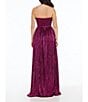 Color:Fuchsia - Image 2 - Audrina Metallic Pleated Strapless Demi Bustier Pleated Gown