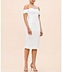 Color:Off White - Image 1 - Bailey Off-the-Shoulder Sweetheart Neck Cap Sleeve Sheath Dress