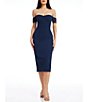 Color:Navy - Image 1 - Bailey Off-the-Shoulder Sweetheart Neck Sheath Dress