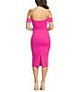 Color:Bright Fuchsia - Image 2 - Bailey Off-the-Shoulder Sweetheart Neck Sheath Dress