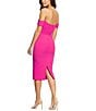 Color:Bright Fuchsia - Image 3 - Bailey Off-the-Shoulder Sweetheart Neck Sheath Dress