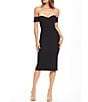 Color:Black - Image 1 - Bailey Off-the-Shoulder Sweetheart Neck Sheath Dress