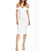 Color:Off White - Image 1 - Bailey Off-the-Shoulder Sweetheart Neck Sheath Dress