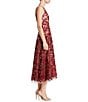 Color:Berry/Nude - Image 3 - Blair Sequin Embroidered Mesh V-Neck Sleeveless A-Line Dress
