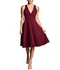 Color:Burgundy - Image 1 - Catalina Crepe V-Neck Sleeveless A-Line Dress