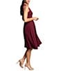Color:Burgundy - Image 3 - Catalina Crepe V-Neck Sleeveless A-Line Dress