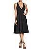 Color:Black - Image 1 - Catalina Crepe V-Neck Sleeveless A-Line Dress