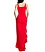 Dress the Population Charlene Square Neck Sleeveless Cascading Ruffle Side Slit Gown, Color:Rouge - Image 2
