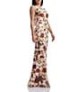 Dress the Population Cherilyn Rose Print Boat Neck Sleeveless Plunge Back Mermaid Dress, Color:Cream Multi - Image 1