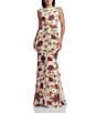 Dress the Population Cherilyn Rose Print Boat Neck Sleeveless Plunge Back Mermaid Dress, Color:Cream Multi - Image 2
