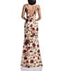 Dress the Population Cherilyn Rose Print Boat Neck Sleeveless Plunge Back Mermaid Dress, Color:Cream Multi - Image 3