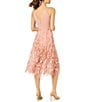 Color:Blush - Image 2 - Darleen Sleeveless V-Neck Embroidered Mesh A-Line Dress